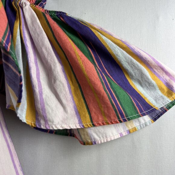 Anthropologie Tunic Top Womens Babydoll Striped Smocked Ruffled Sleeve size M - Picture 3 of 13